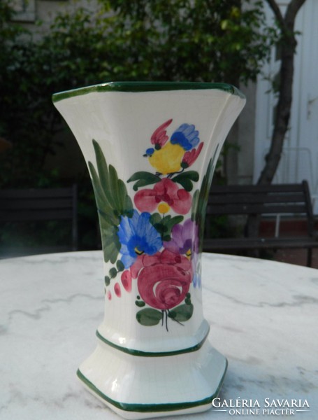 Antique hand painted faience vase
