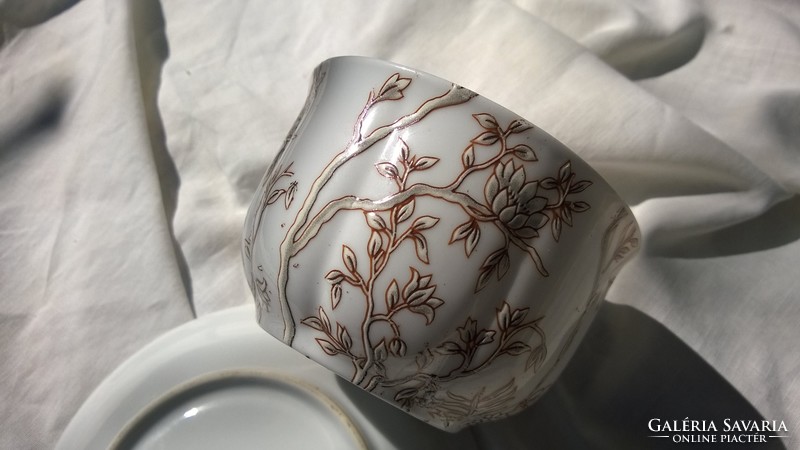 Eggshell porcelain, hand-painted tea cup with plate - perfect, also as a gift