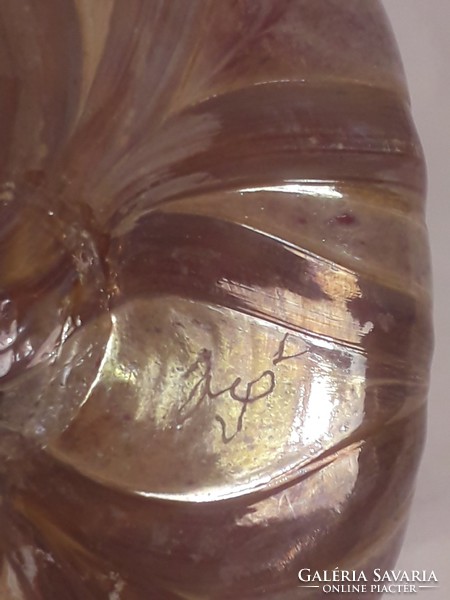 Vaclav Stepanek jelzett eredeti üveg váza Loetz stílusú - Jack in the Pulpit - pink arany színű