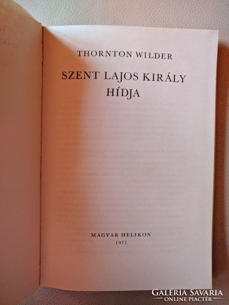 Thornton Wilder: Szent Lajos király hídja 1971