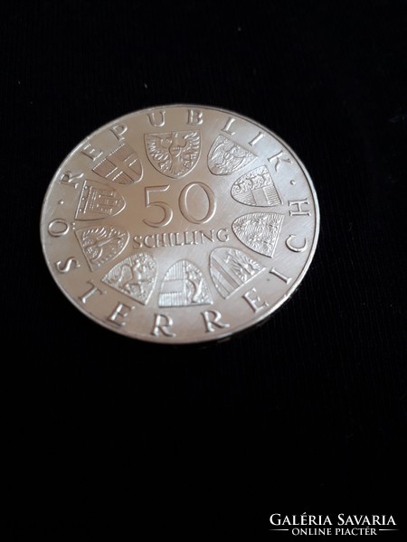 Szép ezüst 50 schilling Ausztria 20 gramm .900