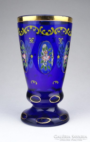 0Z937 Aranyozott cseh kék Biedermeier pohár