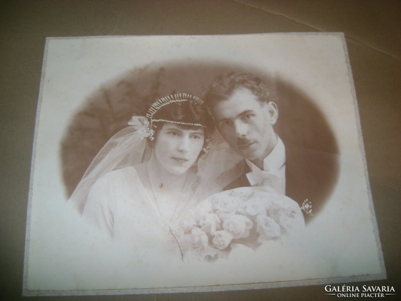 Antik esküvői fotó kartonon - 38 x 33 cm