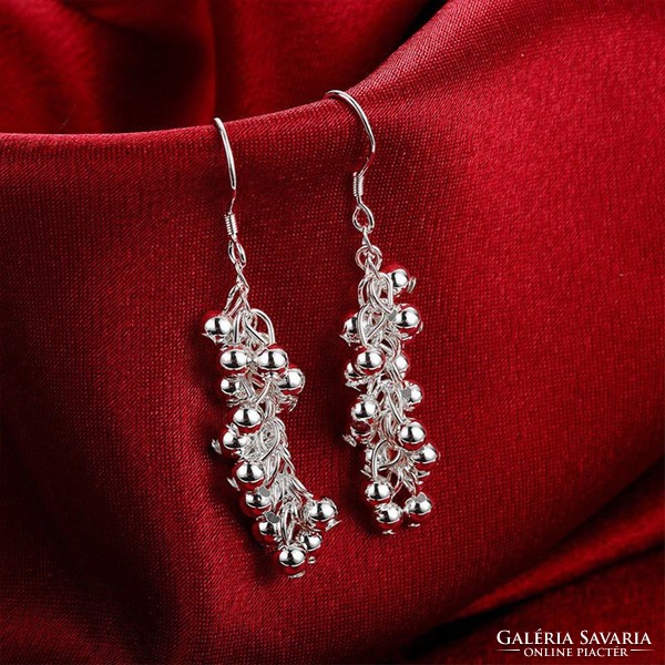 925-S Stuffed Silver Beaded Grape Earrings