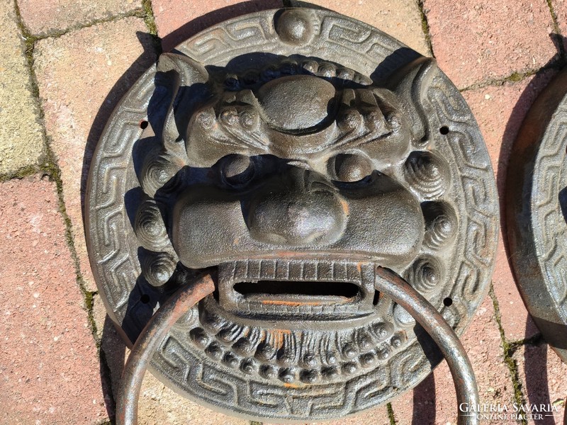 A pair of giant old Chinese gate knocking lions!