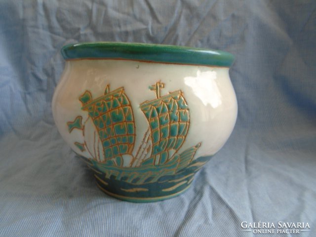 Régi kínai kaspó cserép váza a XIX sz. ból  igazi antik darab 