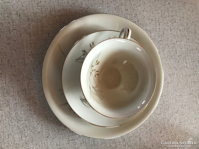 KPM Német porcelán kávés csésze + alj + sütis tál süteményes 