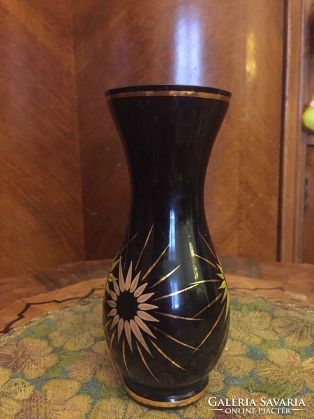 Czech floral glass vase
