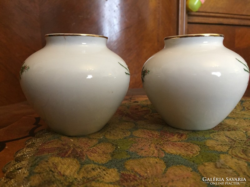 2 db Hollóházi porcelán kis váza