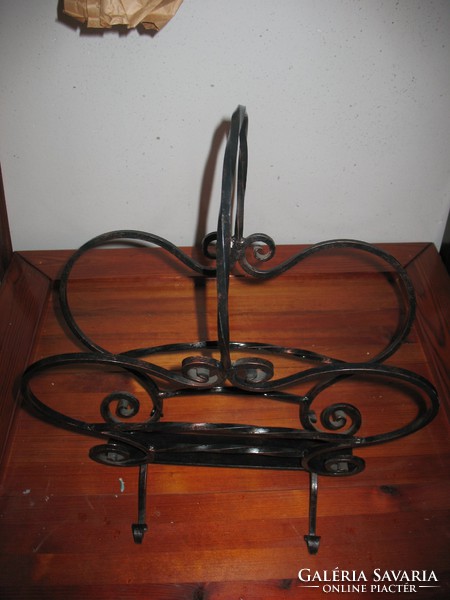 Wrought iron newspaper stand, fireplace log holder