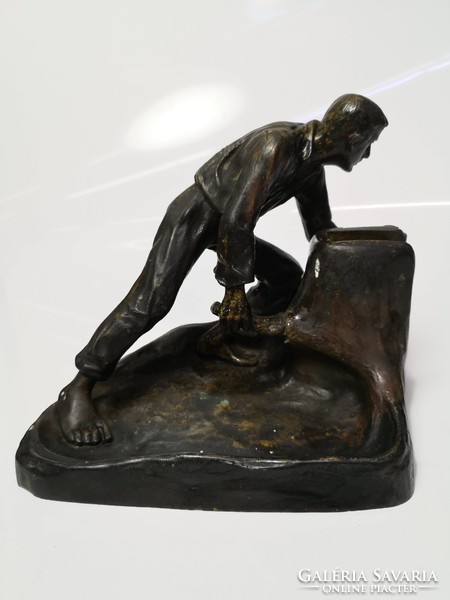 Szecessziós bécsi bronz figurális gyufatartó - 04330