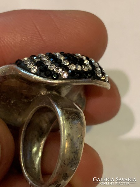 Ezüst fekete köves gyűrű