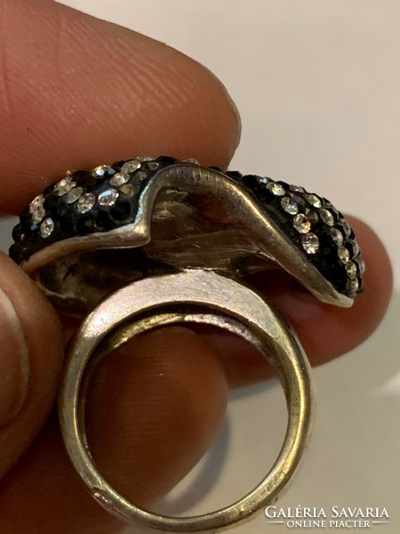 Ezüst fekete köves gyűrű