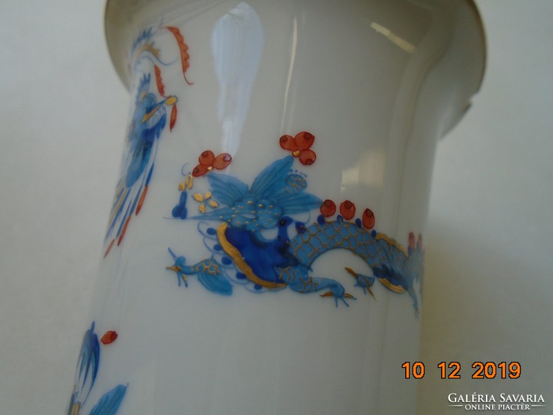 1924 with Meissen sword mark, Imari style, vase from the Blue Dragon with Red Dot series