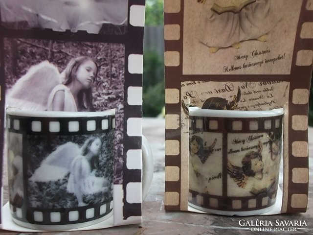 Mini kávés csésze-bögre angyal motívum-ajándékba, dekorációnak
