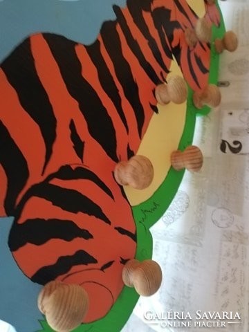 Retro large tiger wooden children's hanger, hanger 58 cm