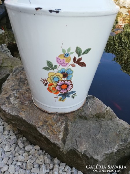 Bonyhád flower enamel enameled cegléd jug, nostalgia antiques peasant village decoration