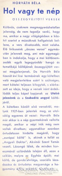 Horváth Béla: Hol vagy te nép? (Sinkó Ferenc Ex Libris-el) 3500 Ft