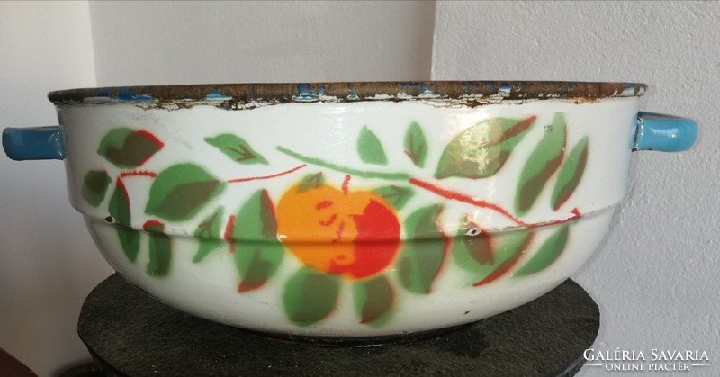 Rare Bonyhád fruit enamel, enamel bowl, peasant bowl, collectible piece, peasant decoration