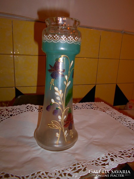 Szecessziós kézi  zománc festett  váza
