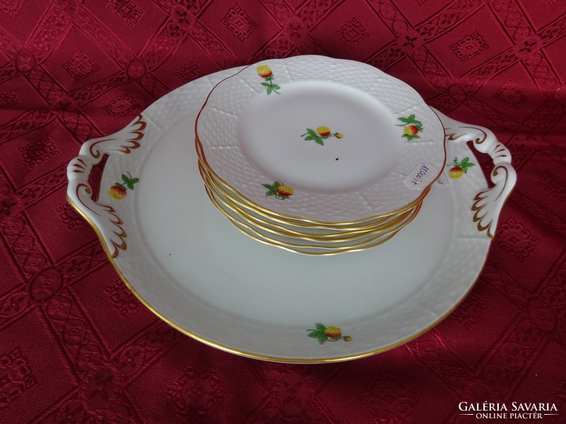 Herend porcelain cake set, seven pieces, strawberry pattern. He has!