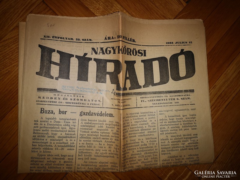 Nagykőrösi Híradó 1934