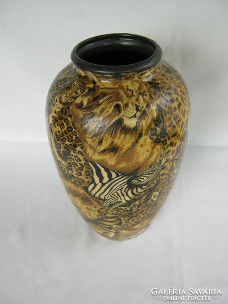 Vase lion giraffe zebra panther decorated with African animals large size 24 cm
