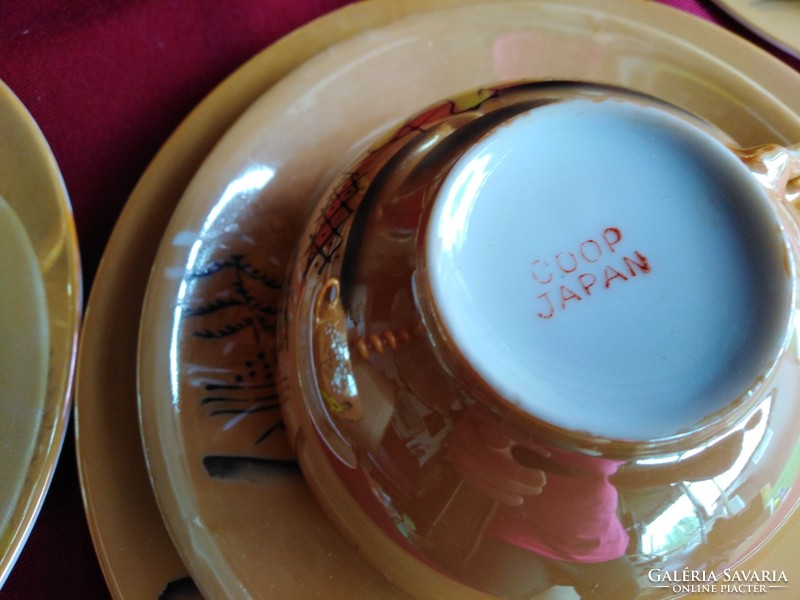 1237  5 személyes japán gésás tojáshéj porcelán reggeliző szett