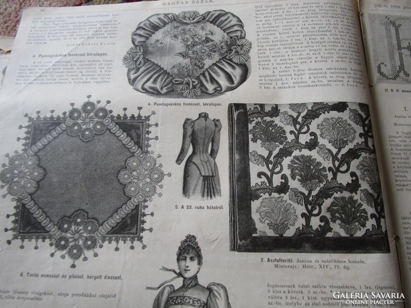 1892 Hungarian bazaar as the workhorse of women magazine needlework fashion lots of precious steel engravings 02-24 no.