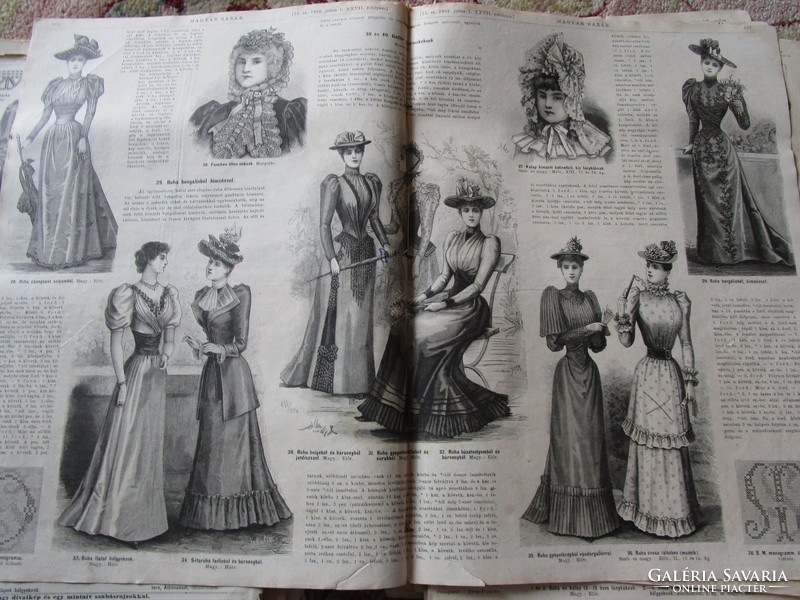 1892 Hungarian bazaar as the workhorse of women magazine needlework fashion lots of precious steel engravings 02-24 no.