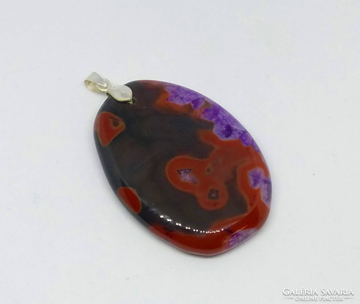 Brown-purple druzy agate pendant