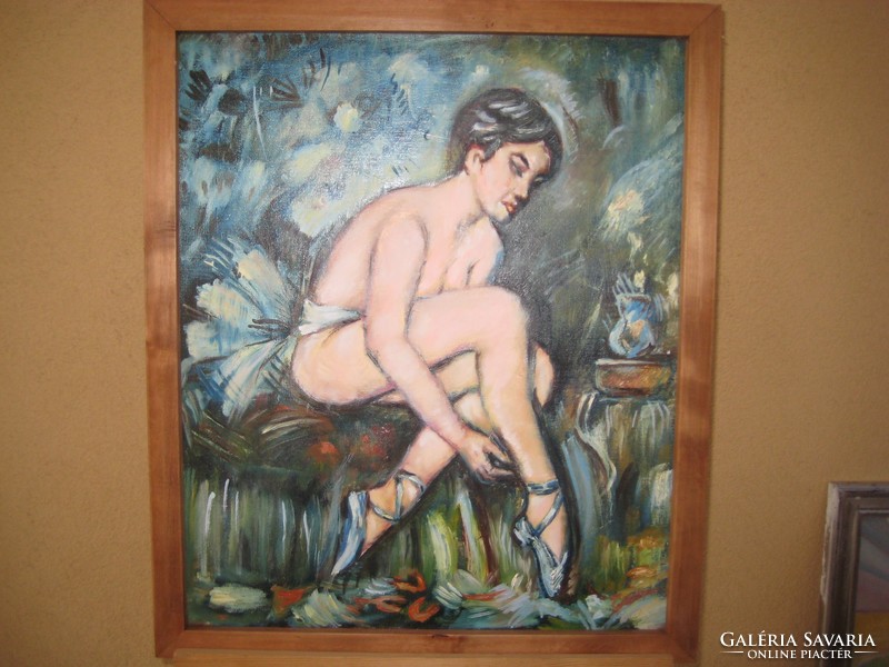 Ballerina, oil on canvas, by unknown painter, 60 x 50, outside 67 x 53 cm
