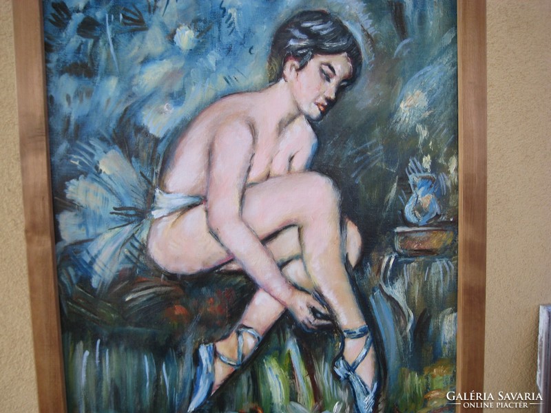 Balerina  , olaj - vászon  festmény  ,ismeretlen festőtől   , 60 x 50 ,  kívül   67 x 53 cm