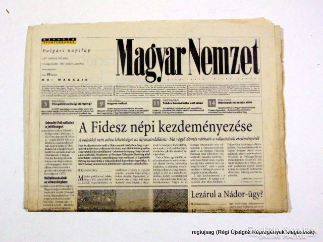 2002 május 4  /  MAGYAR NEMZET  /  Régi ÚJSÁGOK KÉPREGÉNYEK MAGAZINOK Szs.:  14751