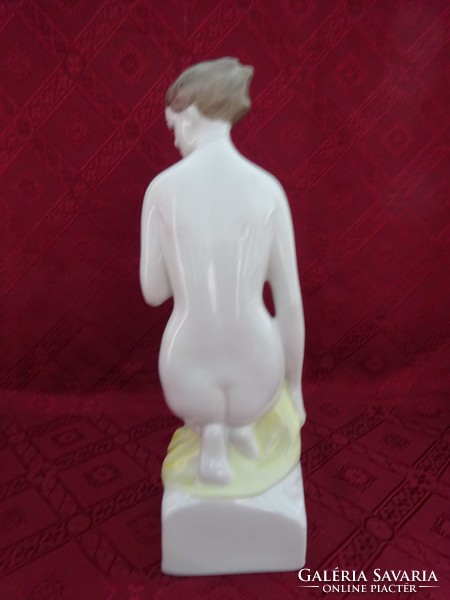 Hollóházi porcelán női akt szobor, magassága 30 cm. Számozott. Vanneki!