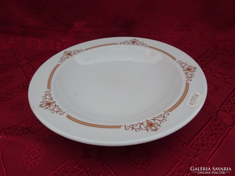 Lowland porcelain deep plate with brown motif, diameter 22 cm. He has!