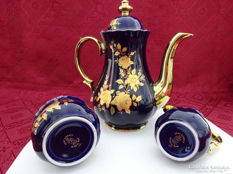 Wunsiedel Német porcelán kobalt kék kávéskészlet, 24 karátos arannyal díszítve. Vanneki!
