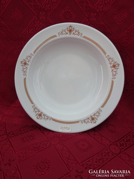 Lowland porcelain deep plate with brown motif, diameter 22 cm. He has!