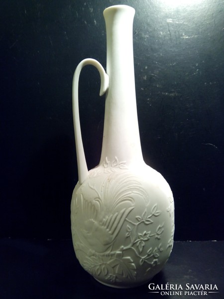 A. K. Kaiser biscquit porcelain amphora vase with Art Nouveau bird pattern