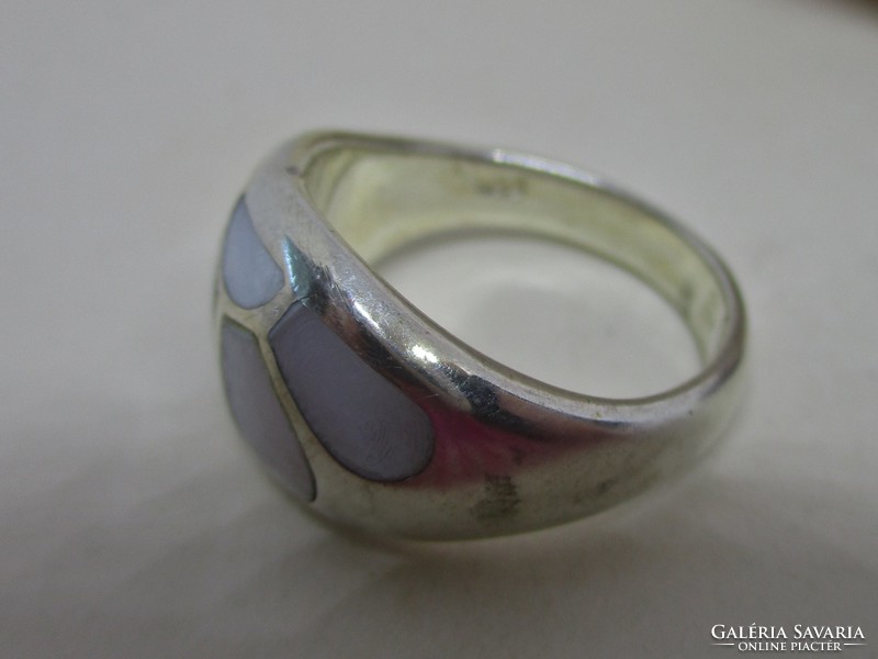 Szépséges iparművész nagy gyöngyházas  ezüstgyűrű