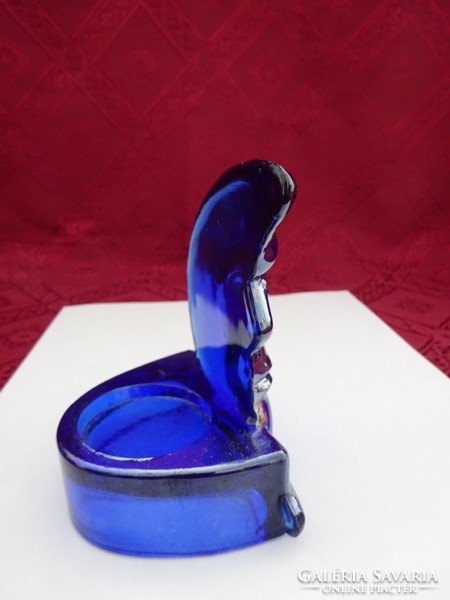 Blue glass candlestick with sundial background, height 10.5 cm. He has!