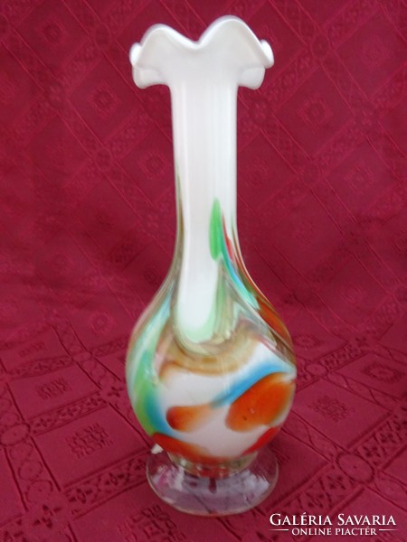 Fodros szélű Muranoi üveg váza, magassága 21,5 cm. Vanneki! Jókai.