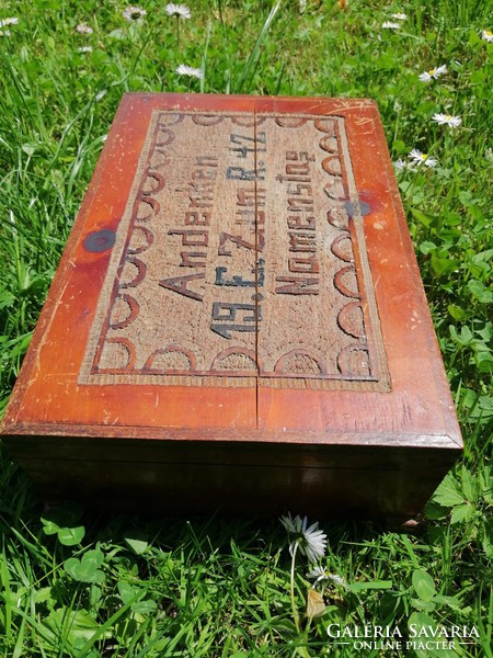 Tramp-art carved memory box. 1942 German. Negotiable!