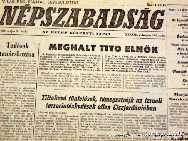 1980.05.05  /  MEGHALT TITO ELNÖK    /  NÉPSZABADSÁG  /  Szs.:  14739