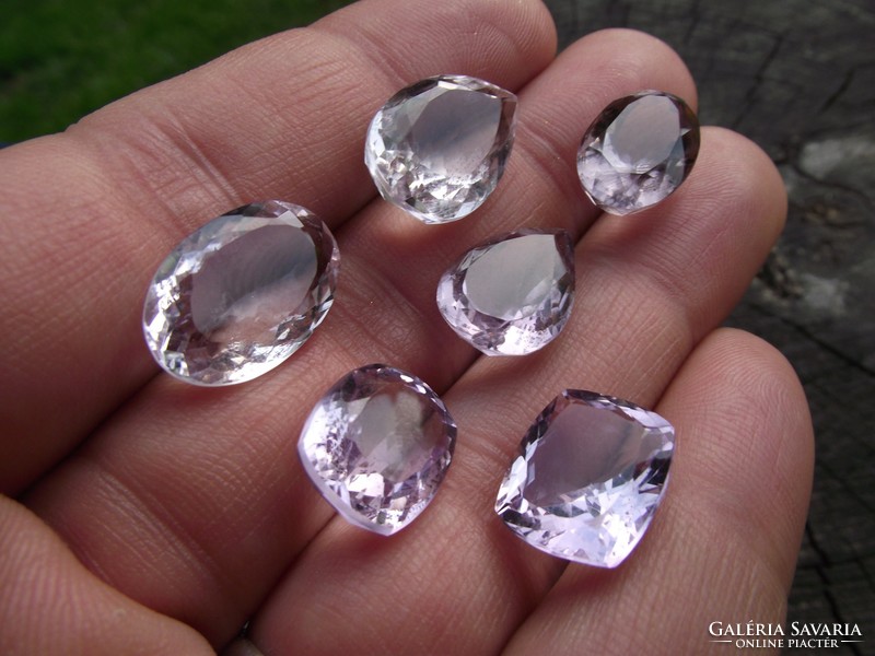 Faceted amethyst gemstones, mineral
