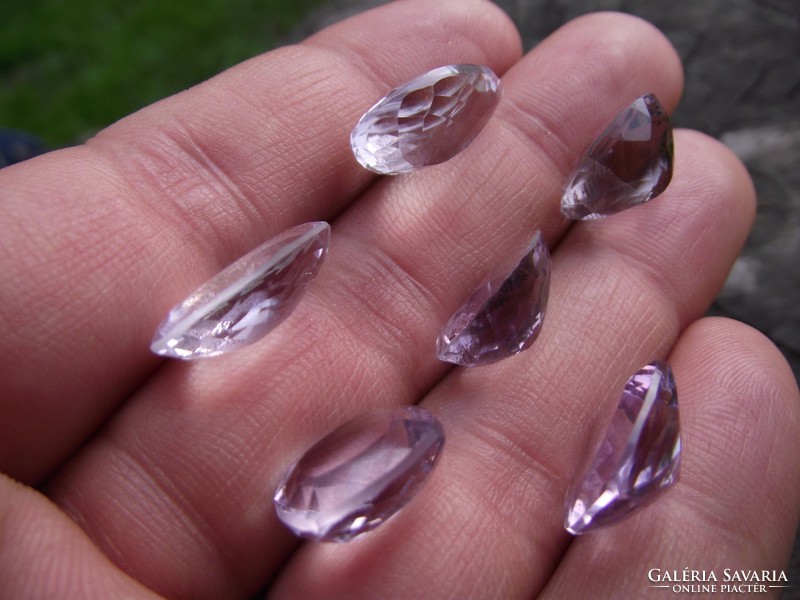 Faceted amethyst gemstones, mineral