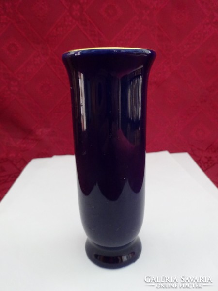Japán kobalt kék mini váza, magassága 13 cm. Arany díszítéssel. Vanneki!