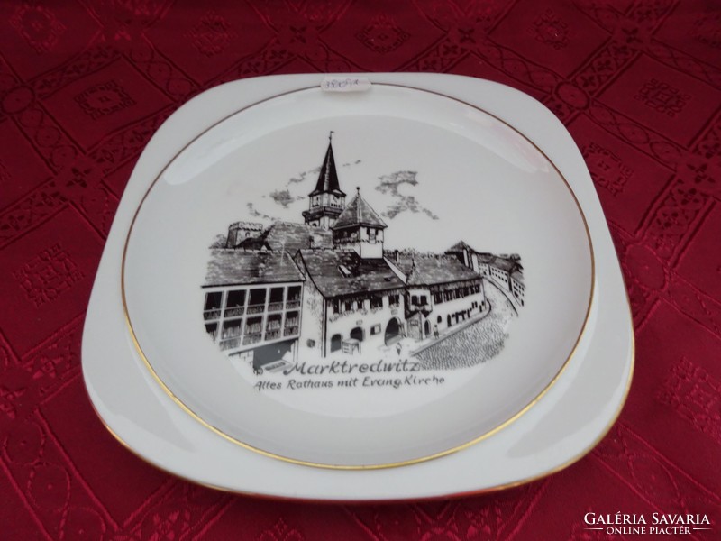 Wb bavaria German porcelain decorative plate, marktredwitz town hall, side 21 x 21 cm. He has!