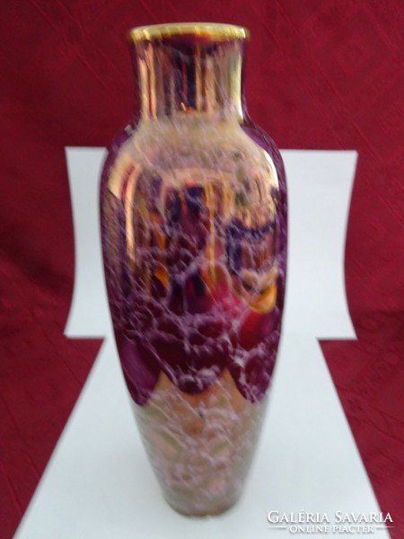 Hollóházi porcelán lüsztermázas váza, Debrecen 1974 felirattal, magassága 25 cm. Vanneki!