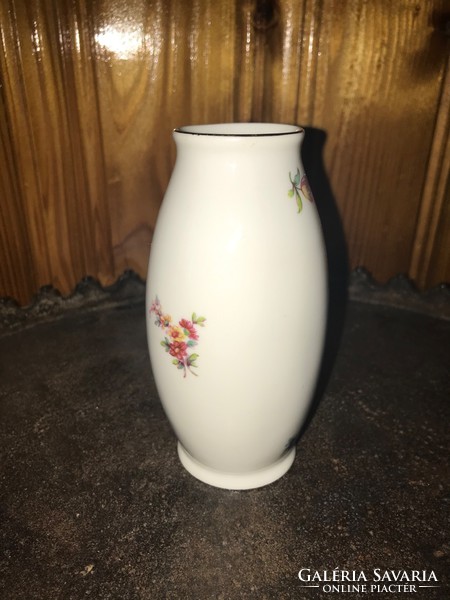 Hollóháza virágos kis porcelán váza